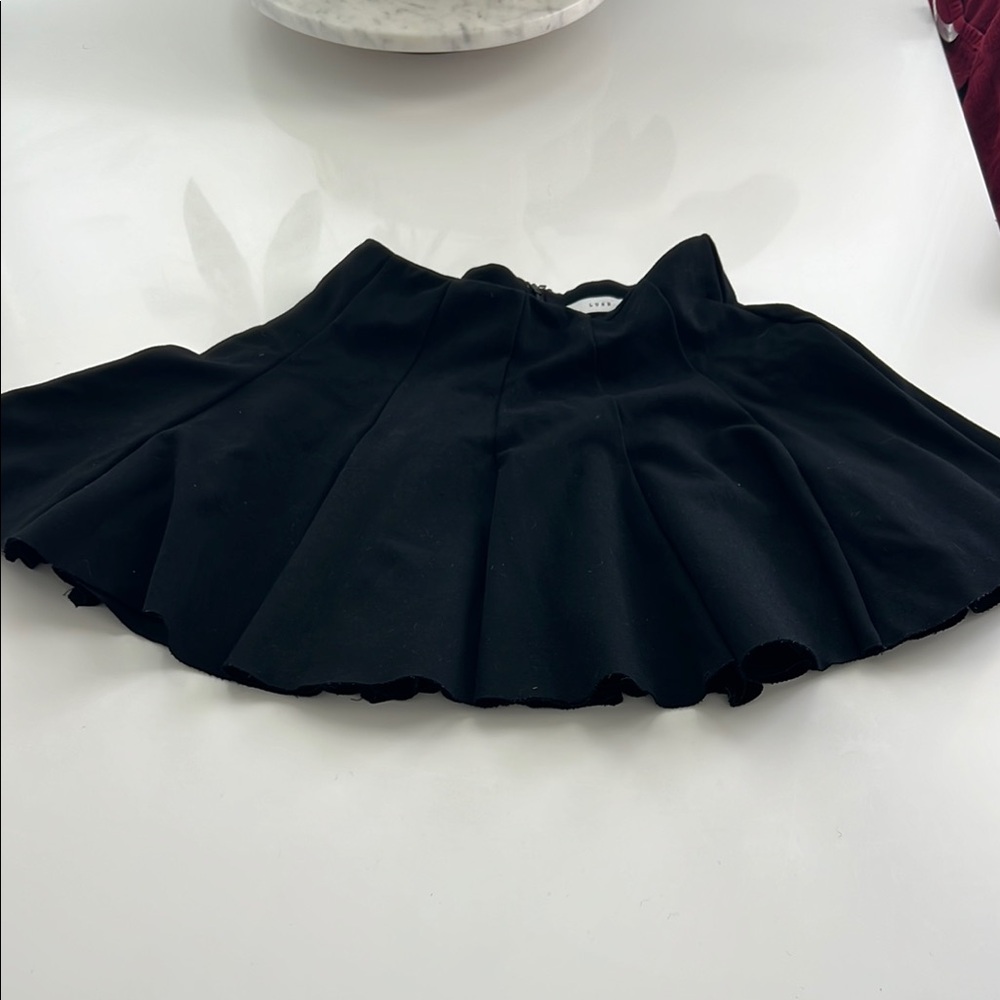 Lush Black Ruffled Skater Mini Skirt